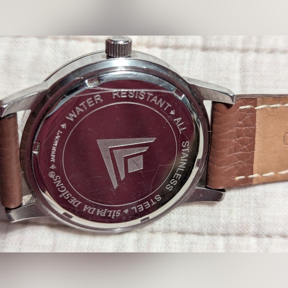 SILPADA ALL STAINLESS STEEL 3ATM LUMINOUS HANDS BROWN LEATHER STRAP MEN'S… 1 - Picture 6 of 11